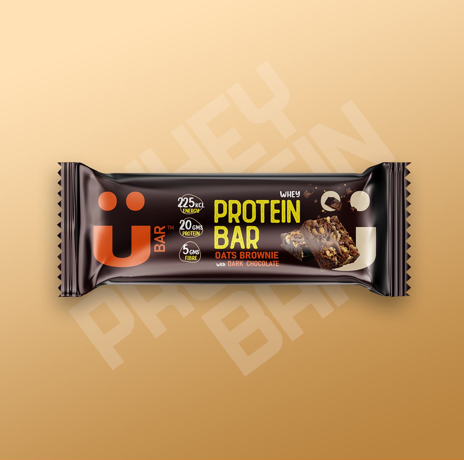 Oats Brownie With Dark Chocolate - Ubar - 20 Grams Protein in each 60 Grams Bar (Pack of 6, 360gm)